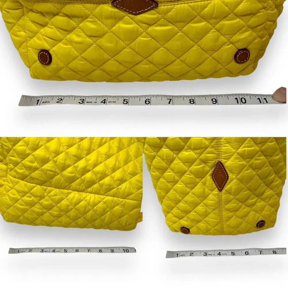MZ Wallace Metro Tote Mini Quilted Travel Bag Sunflower Yellow Nylon Leather